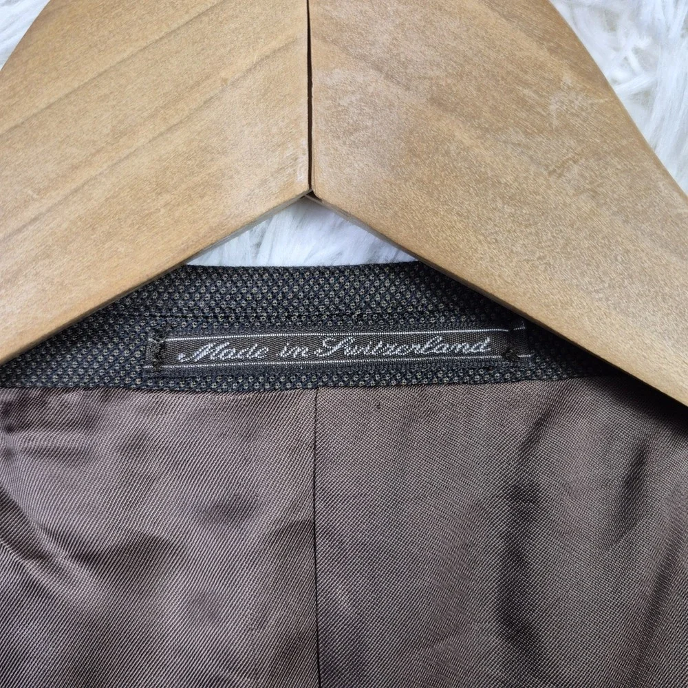 Ermenegildo Zegna Taglio Esclusivo Blazer Mens 44L Wool Super 100s Olive Brown